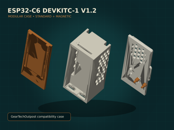 ESP32-C6 DevKitC-1 V1.2 modular case with magnetic mounting base
