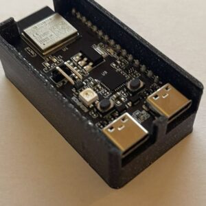 ESP32-C6 DevKitM-1 protective case with board installed and both USB-C ports accessible