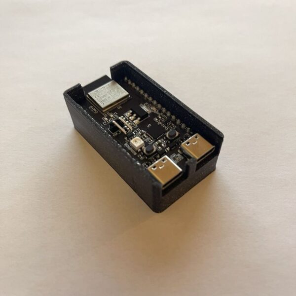 ESP32-C6 DevKitM-1 protective case with installed board and dual USB-C access