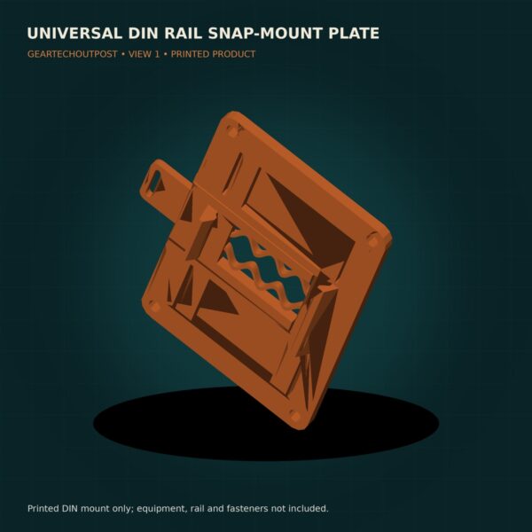 Universal DIN Rail Snap-Mount Plate — 67 × 44.5 mm Pattern product view 1