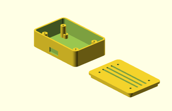 Exploded CAD view of the ventilated electronics enclosure source design